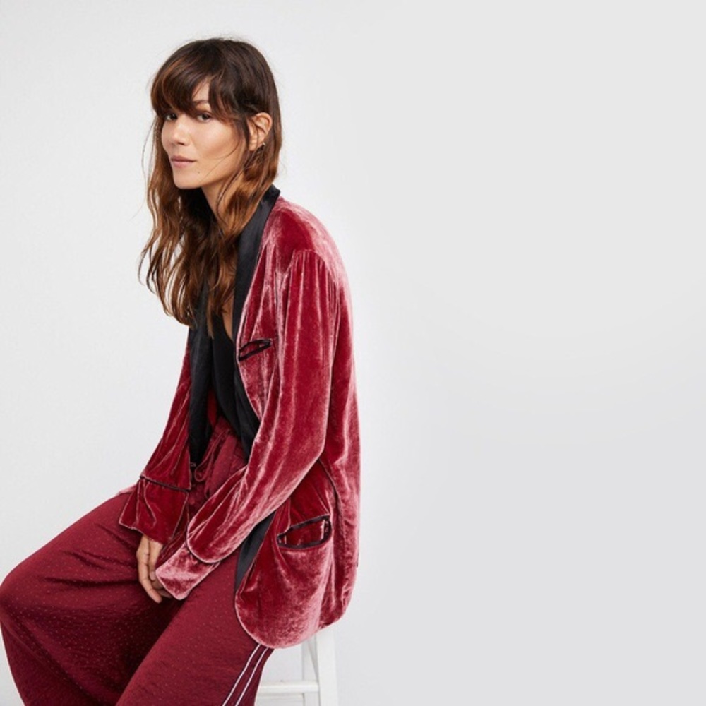 Free People Press Rewind Velvet Blazer